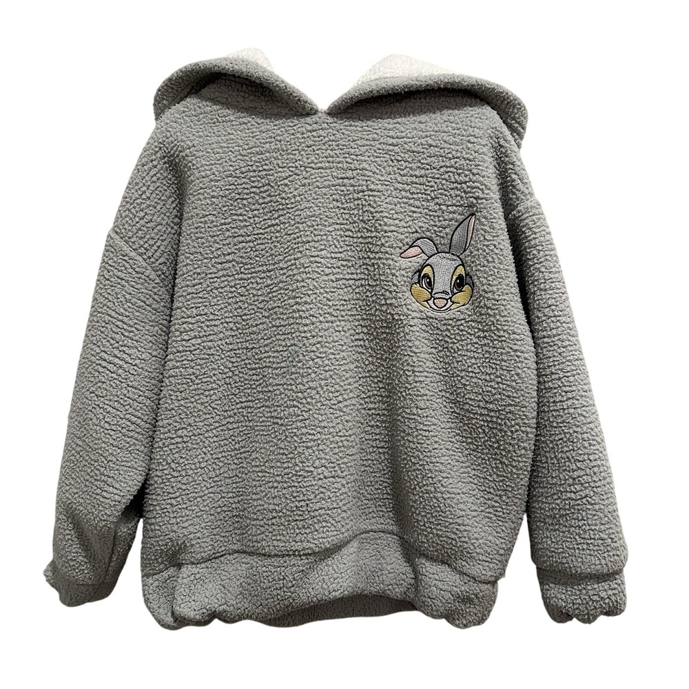 Disney‎ Forever 21 Hoodie 5/6 Grey Thumper Bunny Ears Sherpa Pullover Disneycore